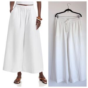 Kobi Halperin Lyla Tencel-Linen Cropped Wide Leg Pants White Size Large NWT
